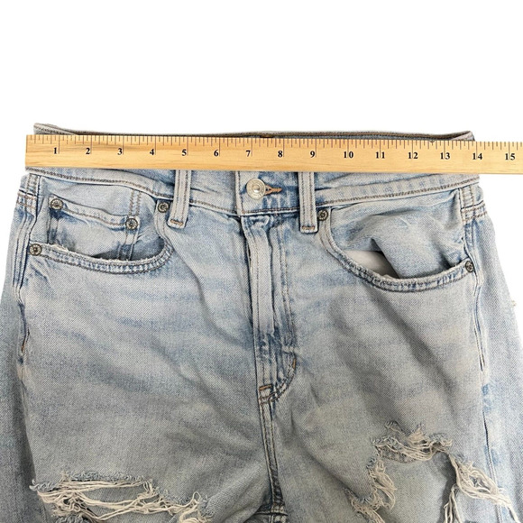 American Eagle Women 6 Highest Rise Baggy Destroyed Thrashed Grunge Stretch Y2K - Picture 2 of 7